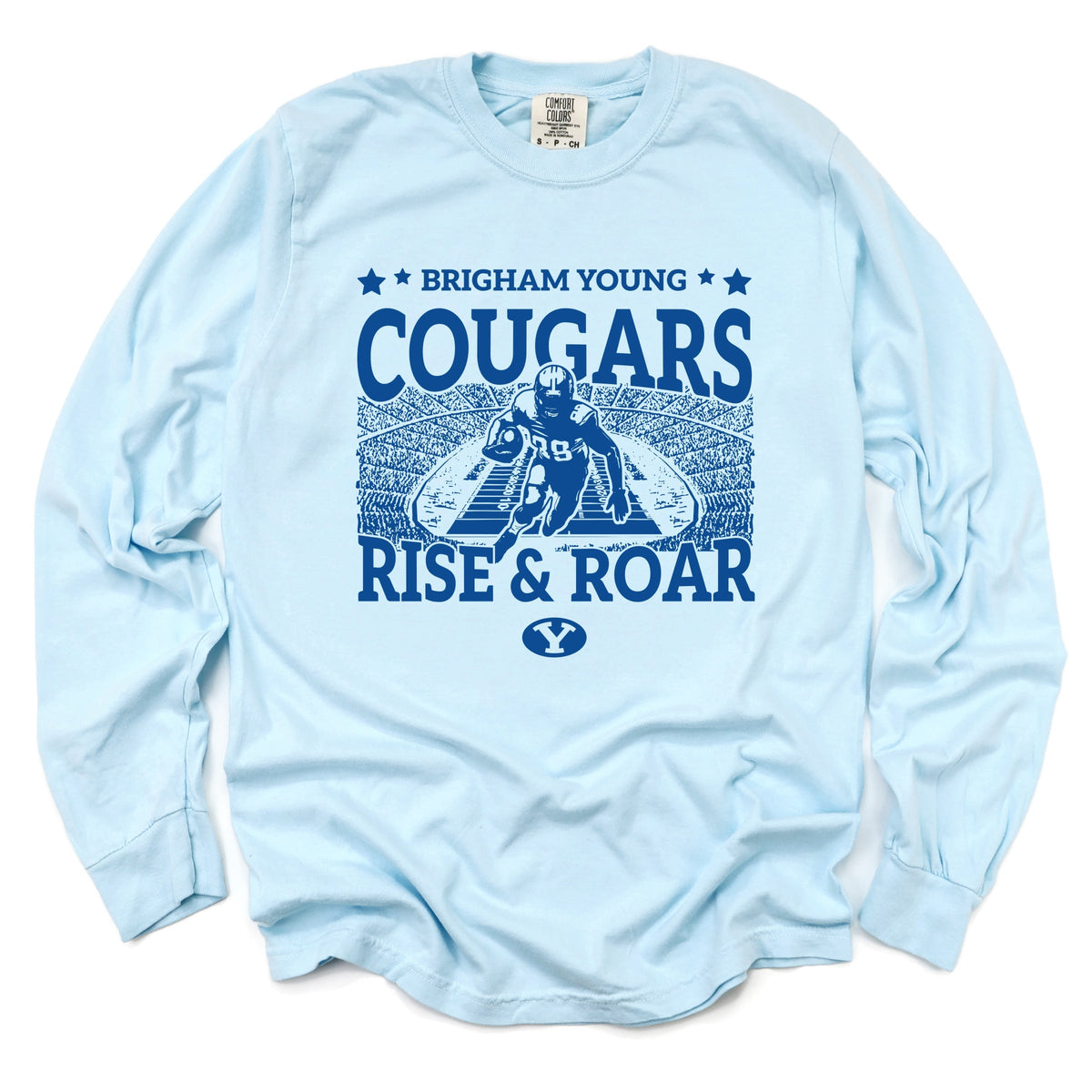 Brigham Young Football Field - Women's Garment Dyed Long Sleeve Graphic T-Shirt