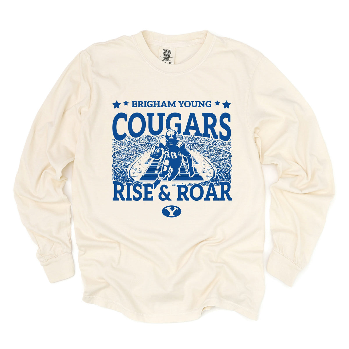 Brigham Young Football Field - Women's Garment Dyed Long Sleeve Graphic T-Shirt