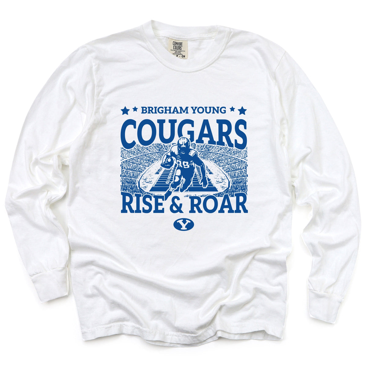 Brigham Young Football Field - Women's Garment Dyed Long Sleeve Graphic T-Shirt
