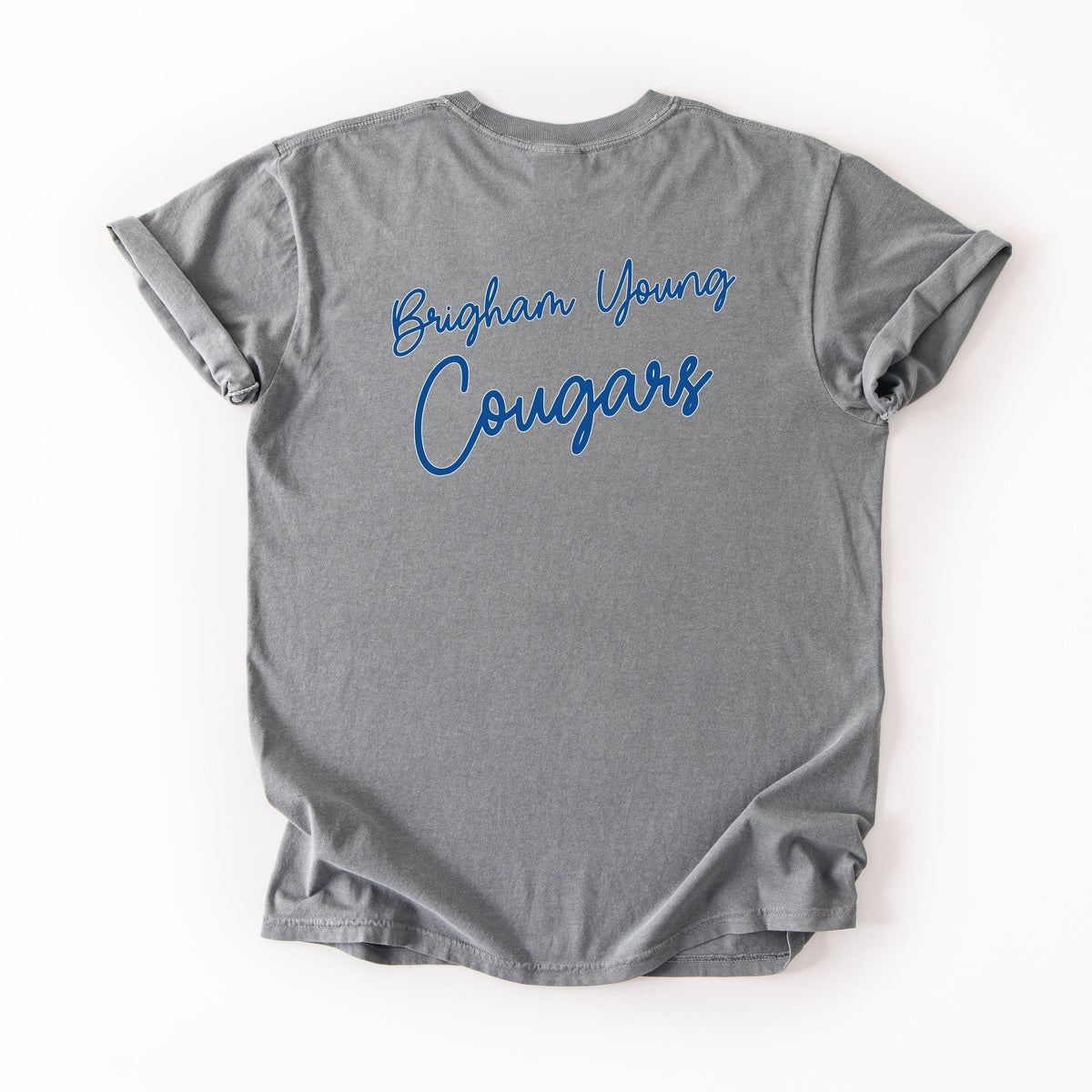 Licensed Brigham Young Cougars Cursive - Women's Garment Dyed Graphic T-Shirt