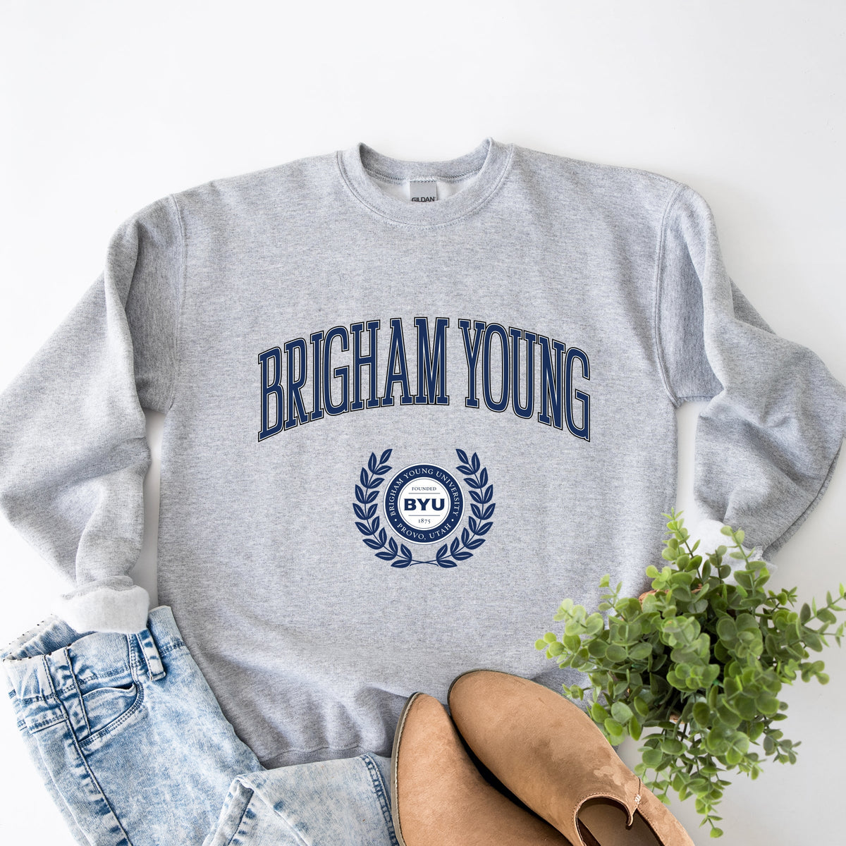 Licensed Brigham Young Laurel Leaves - Women's Graphic Sweatshirt
