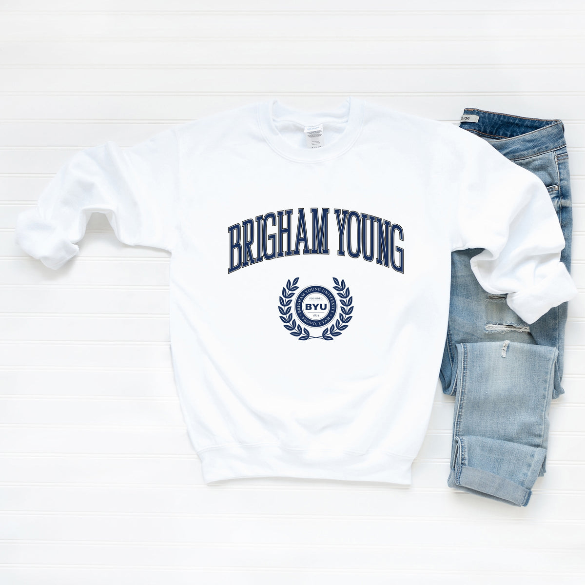 Licensed Brigham Young Laurel Leaves - Women's Graphic Sweatshirt