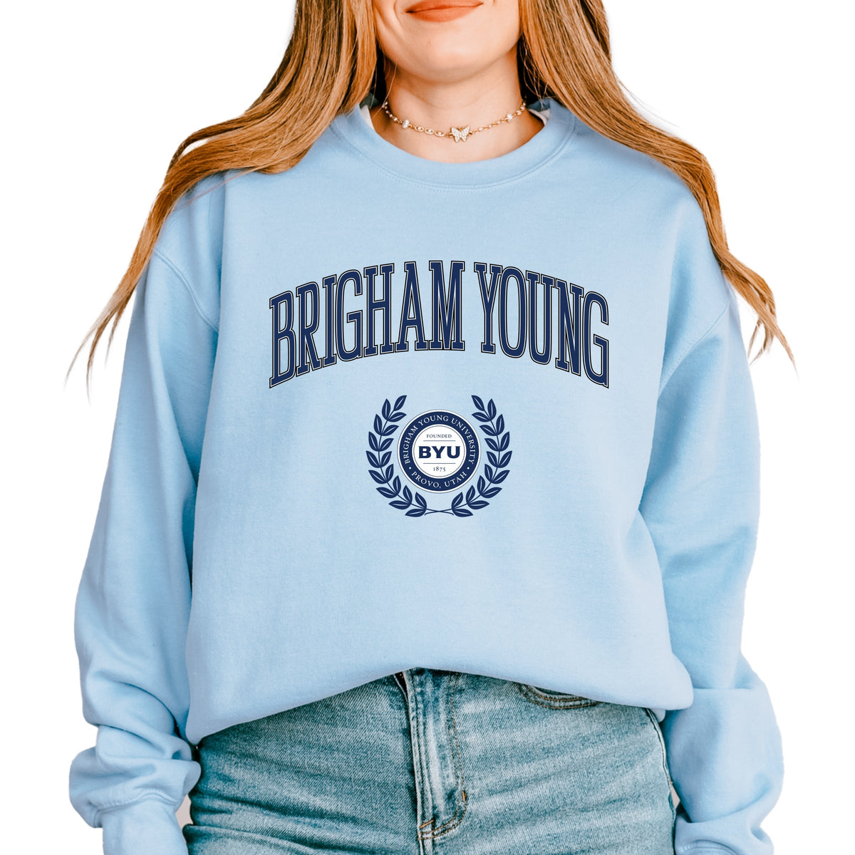 Licensed Brigham Young Laurel Leaves - Women's Graphic Sweatshirt