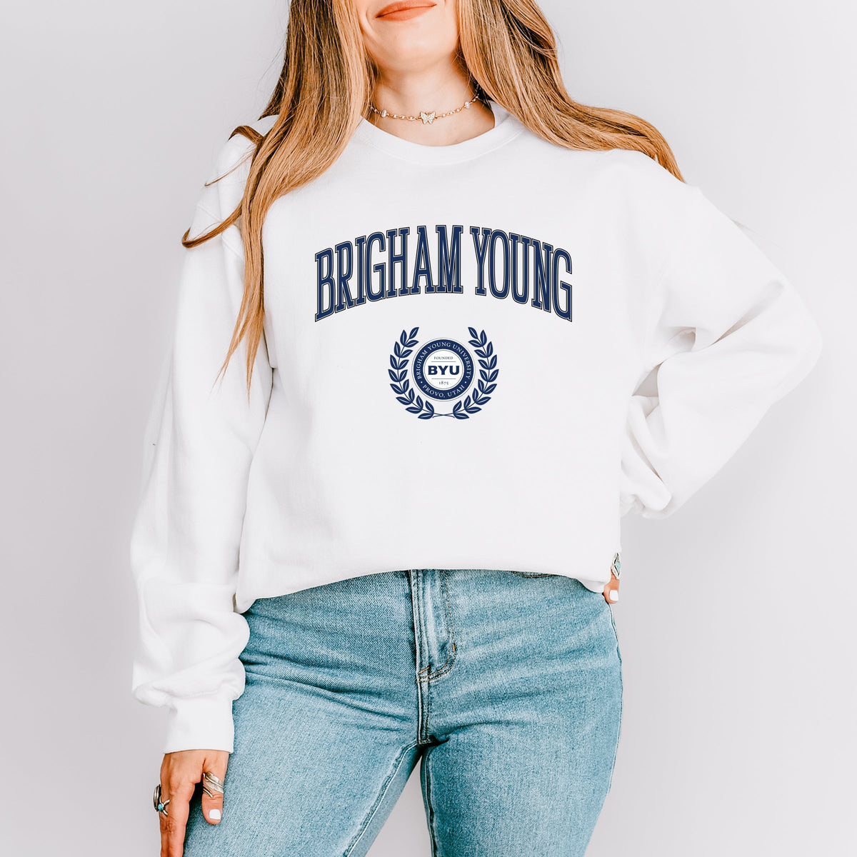Licensed Brigham Young Laurel Leaves - Women's Graphic Sweatshirt