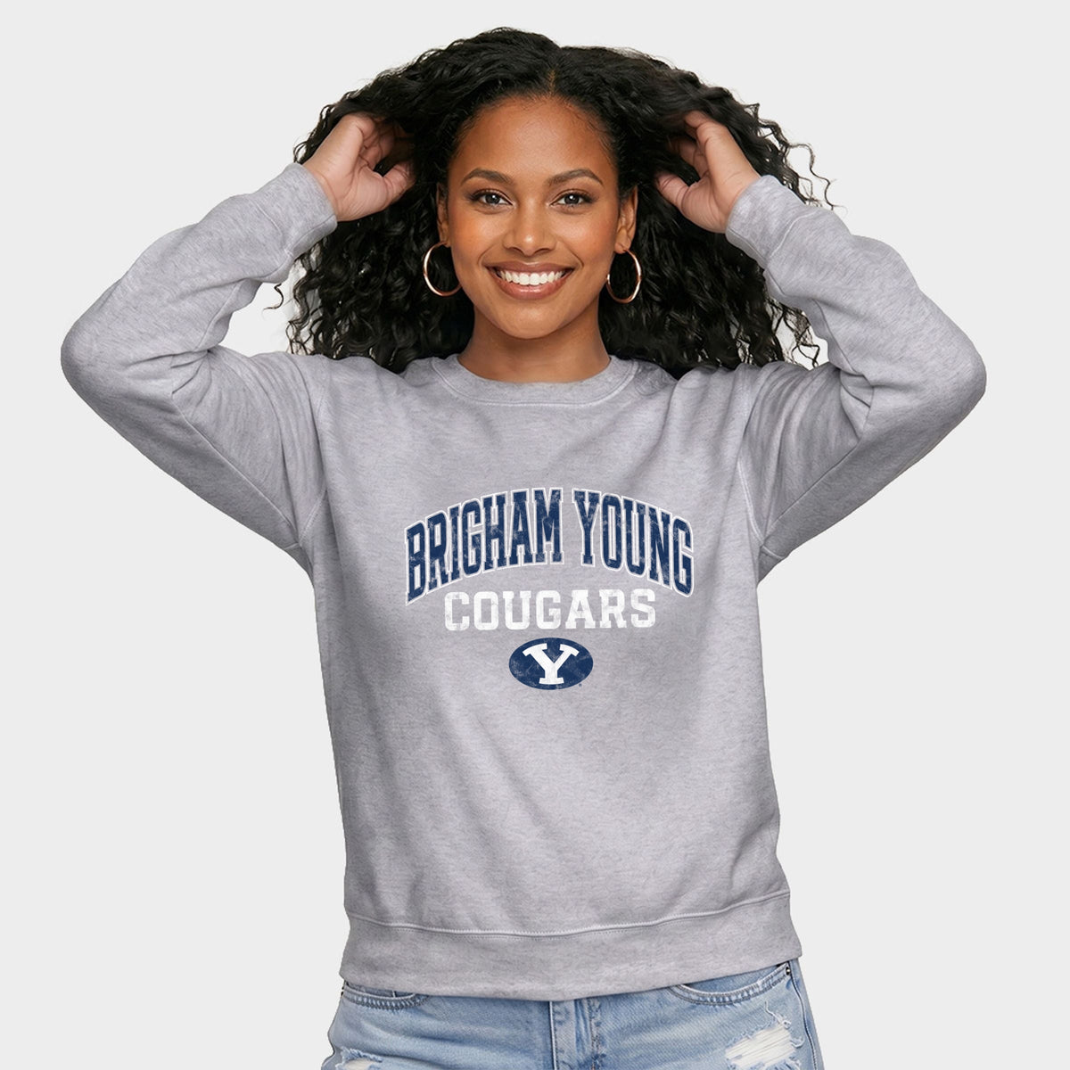 Brigham Young Cougars Arched -  Women's Graphic Sweatshirt