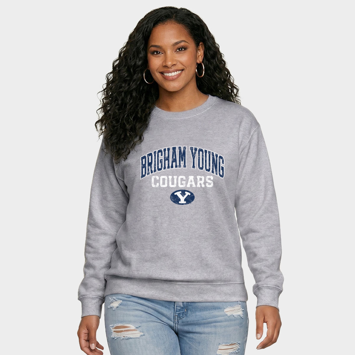 Brigham Young Cougars Arched -  Women's Graphic Sweatshirt