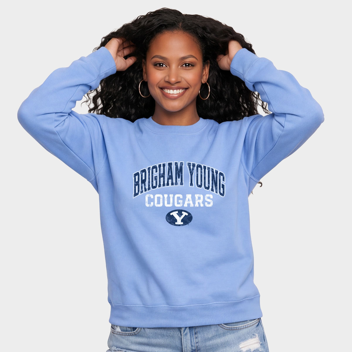 Brigham Young Cougars Arched -  Women's Graphic Sweatshirt