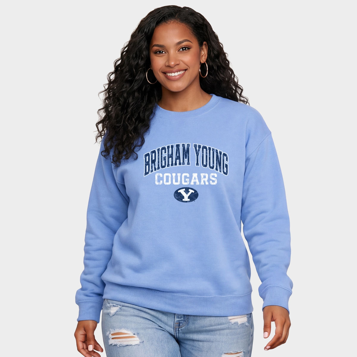 Brigham Young Cougars Arched -  Women's Graphic Sweatshirt