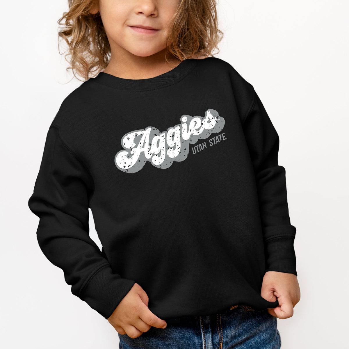 Aggies Grey And White Cursive - Toddler Graphic Sweatshirt