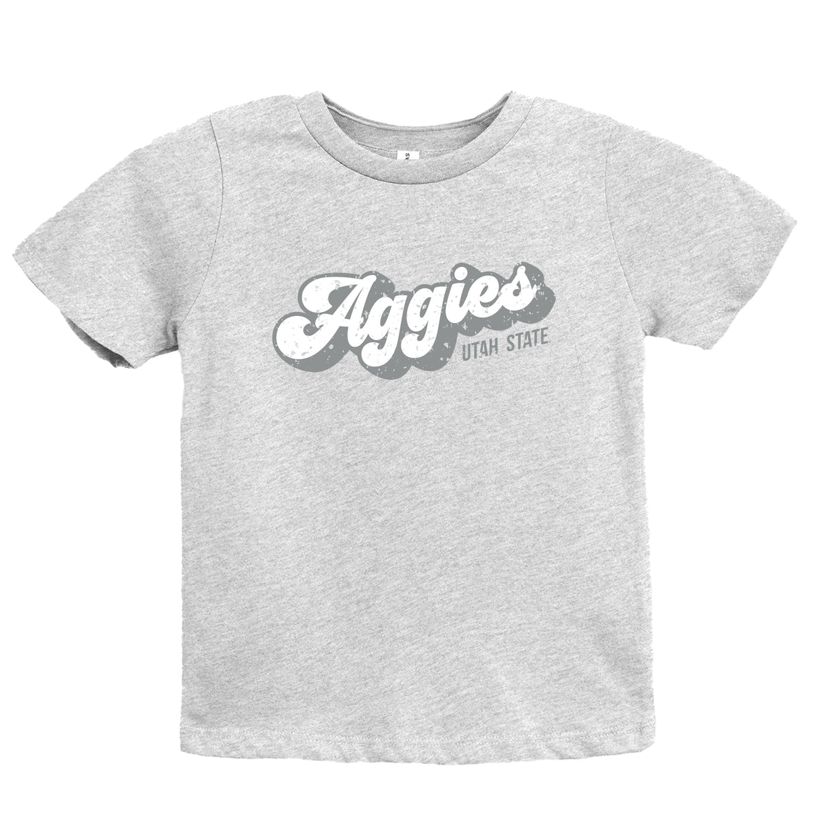 Aggies Grey And White Cursive - Youth Short Sleeve Graphic T-Shirt