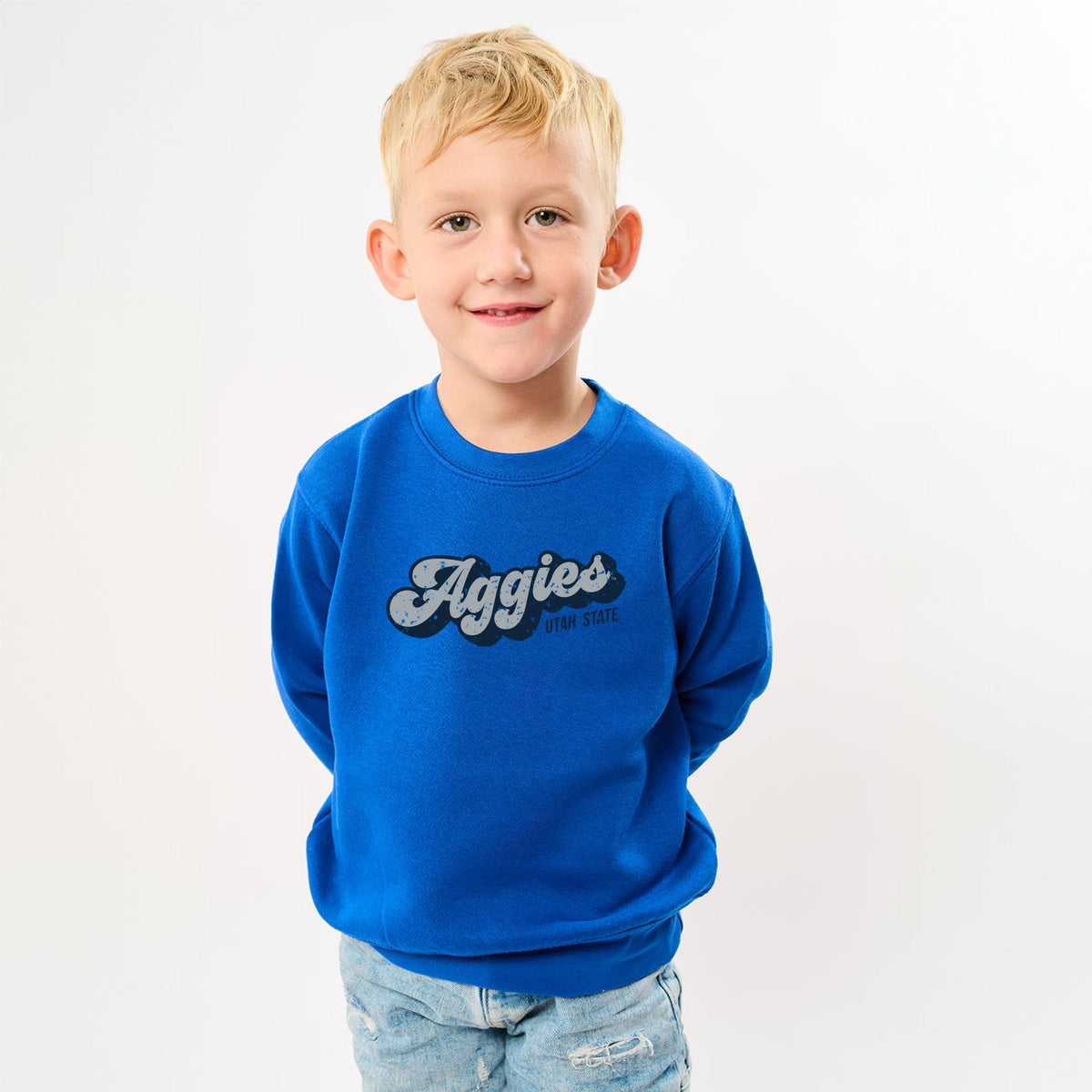 Aggies Grey and Blue Cursive - Toddler Graphic Sweatshirt