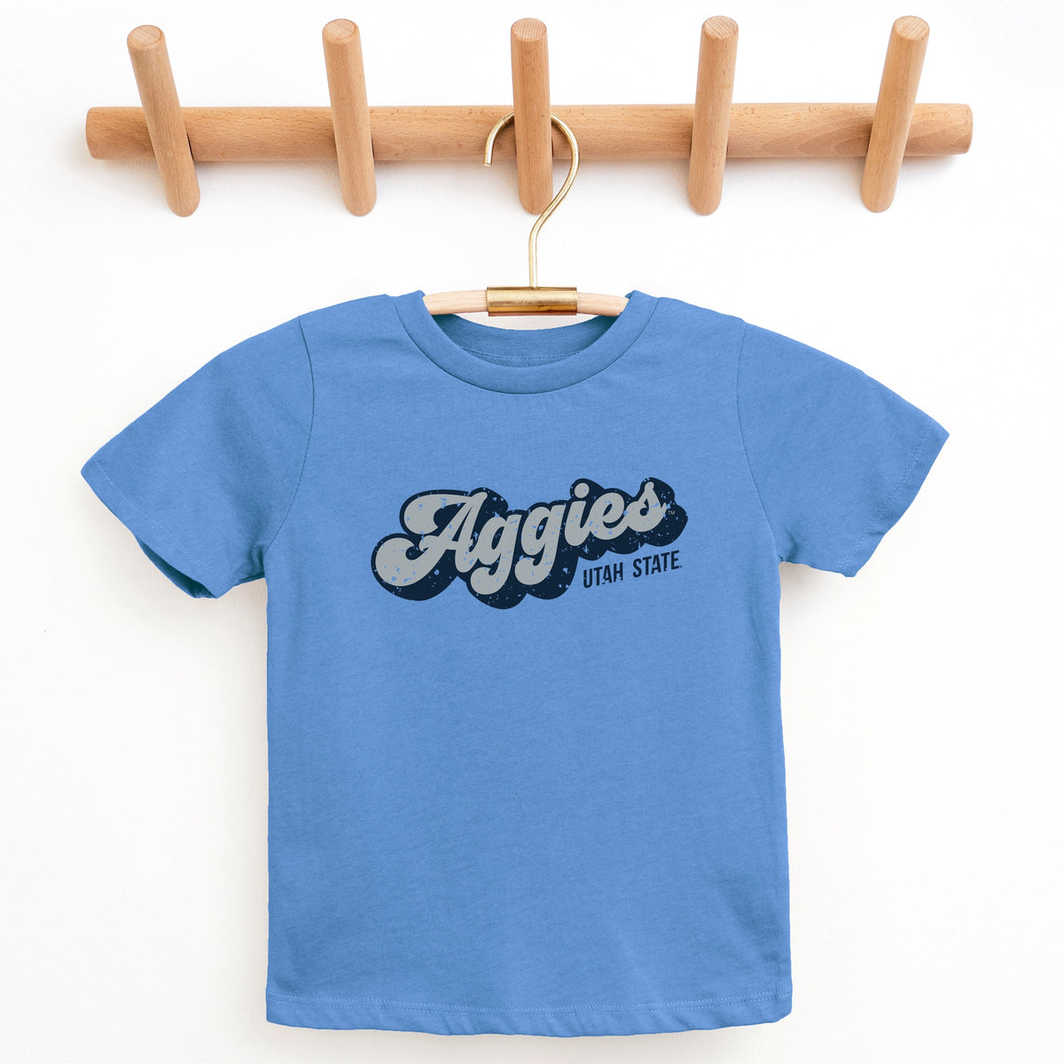 Aggies Grey and Blue Cursive - Youth Short Sleeve Graphic T-Shirt