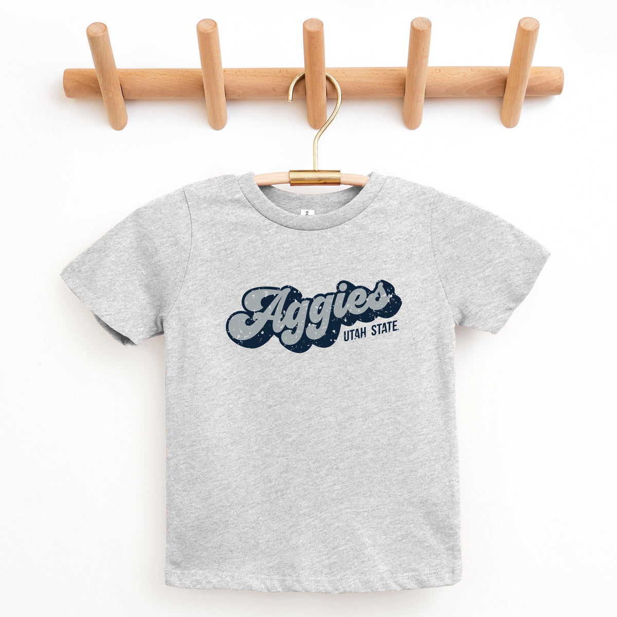 Aggies Grey and Blue Cursive - Youth Short Sleeve Graphic T-Shirt