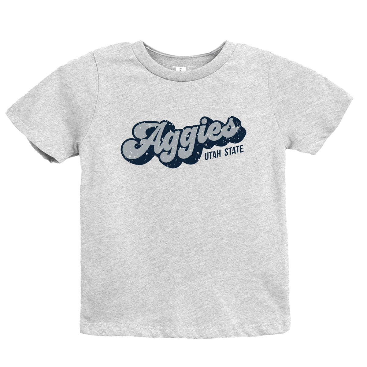 Aggies Grey and Blue Cursive - Youth Short Sleeve Graphic T-Shirt
