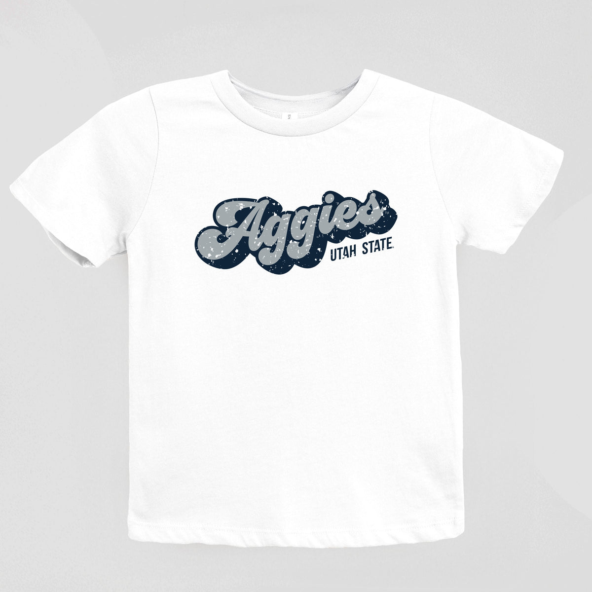 Aggies Grey and Blue Cursive - Youth Short Sleeve Graphic T-Shirt