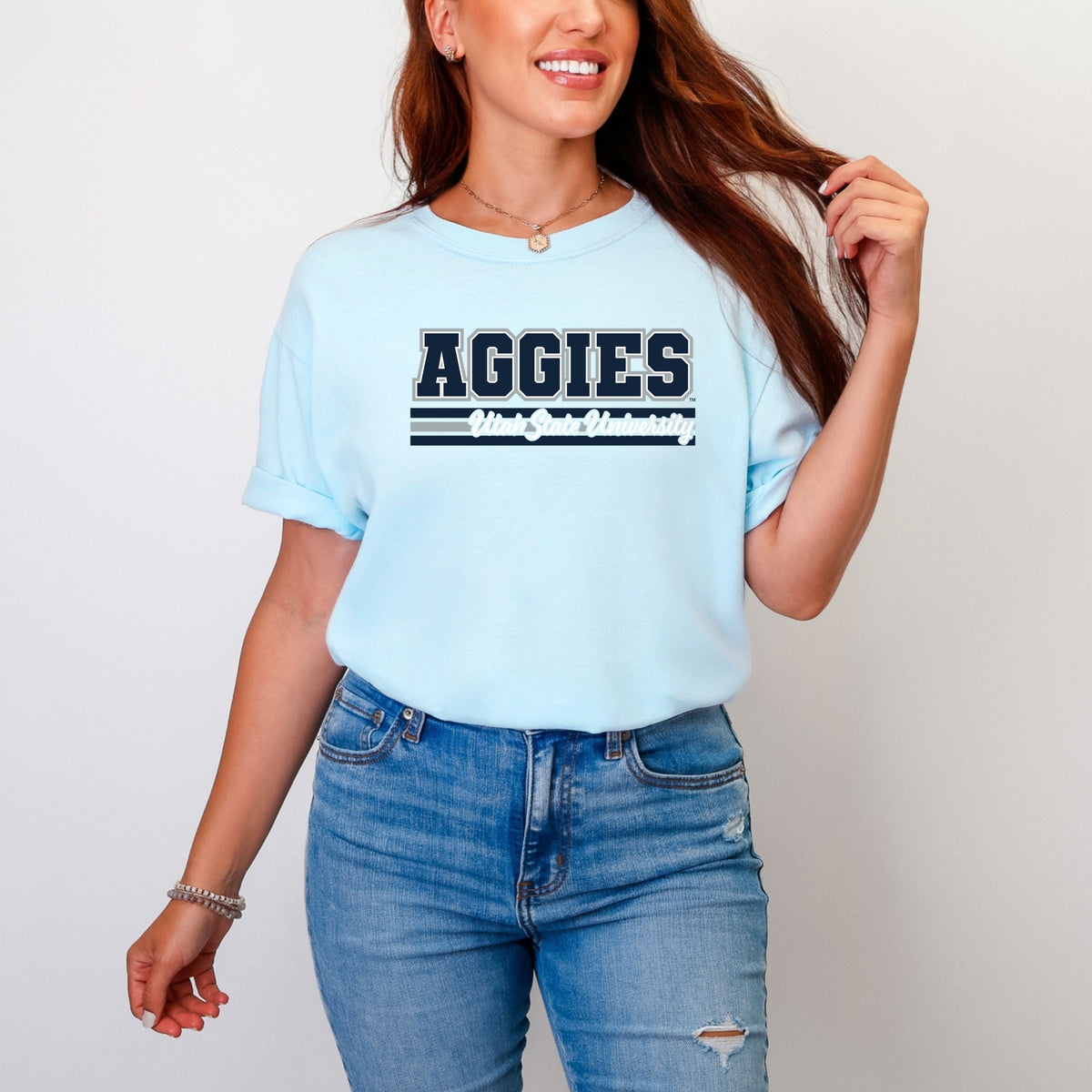 Aggies Utah State University - Women's Garment Dyed Graphic T-Shirt