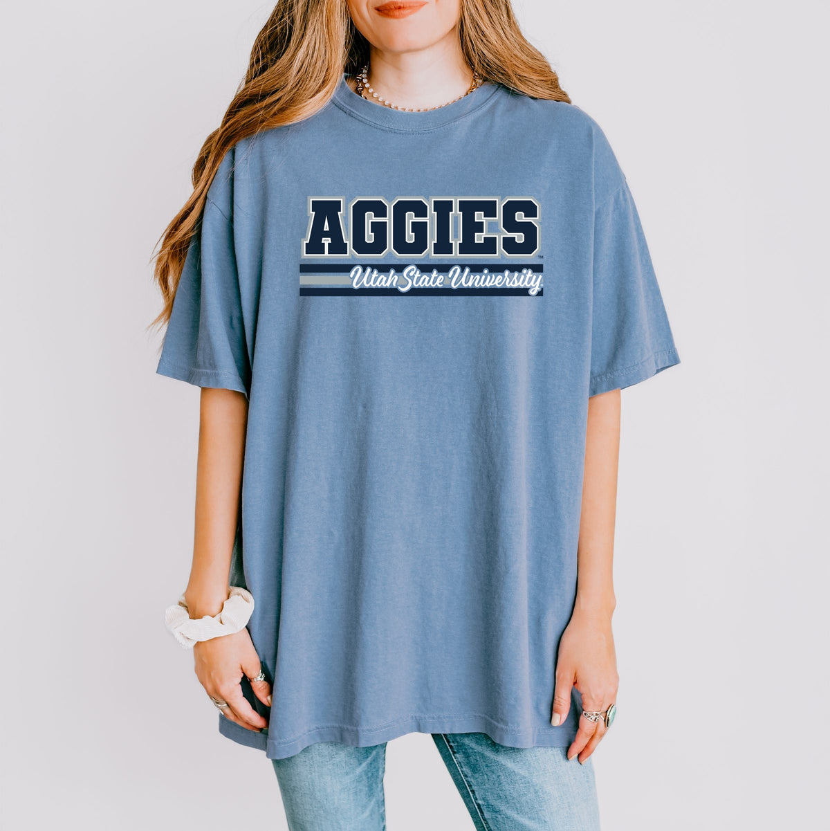 Aggies Utah State University - Women's Garment Dyed Graphic T-Shirt