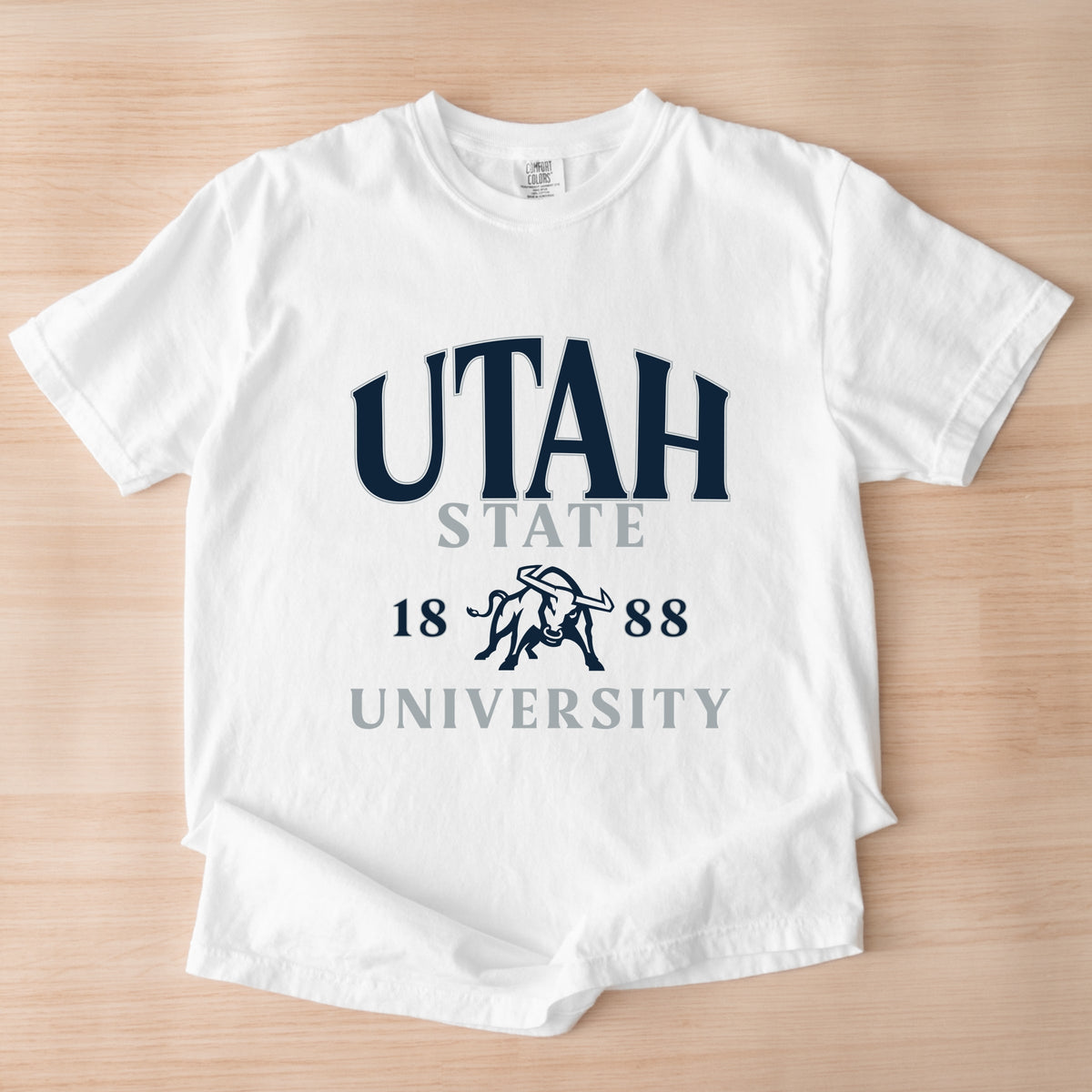 Licensed Utah State 1888 - Women's Garment Dyed Graphic T-Shirt