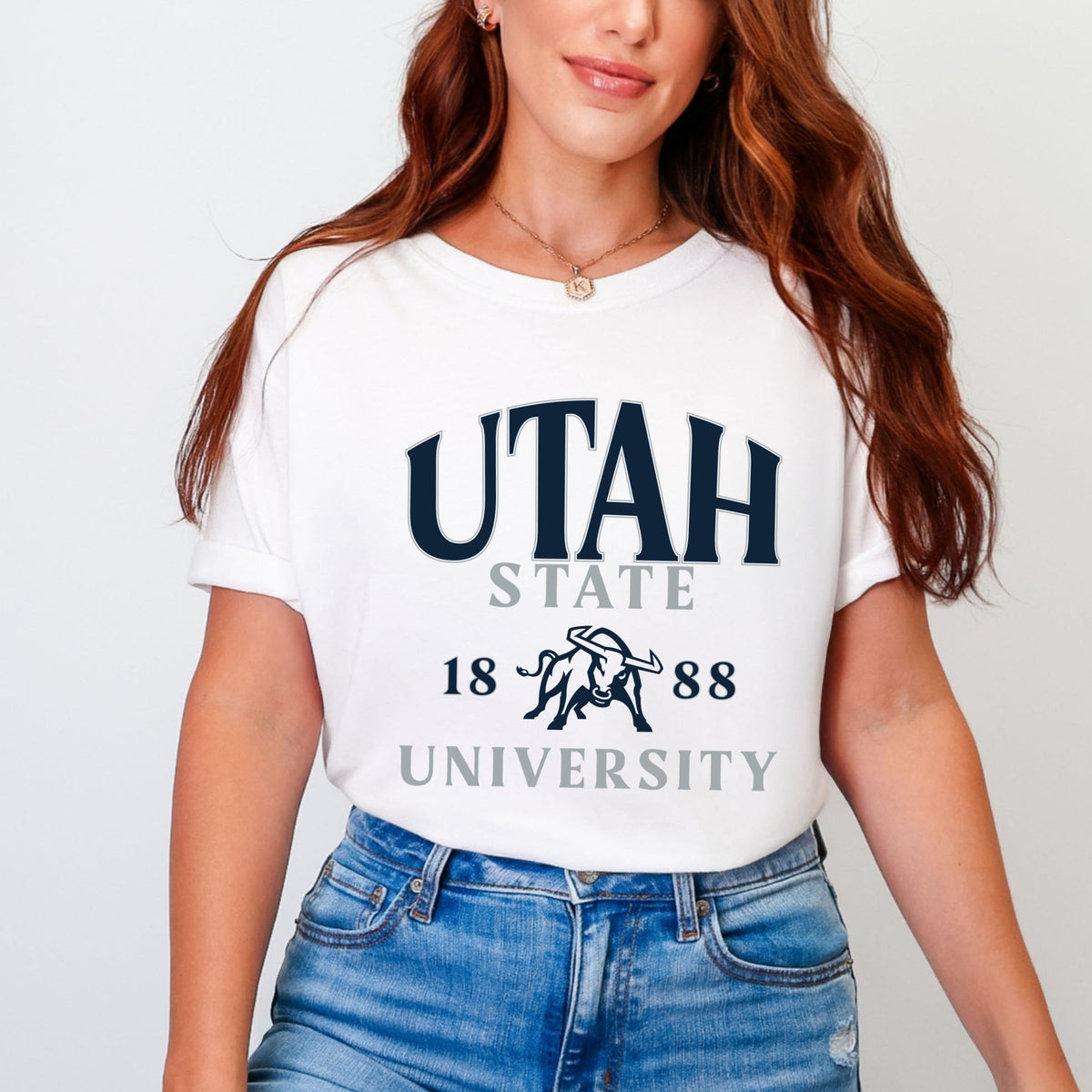 Licensed Utah State 1888 - Women's Garment Dyed Graphic T-Shirt