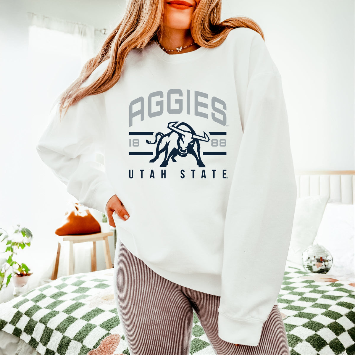 Licensed Aggies 1888 Bull - Women's Lightweight Garment Dyed Sweatshirt
