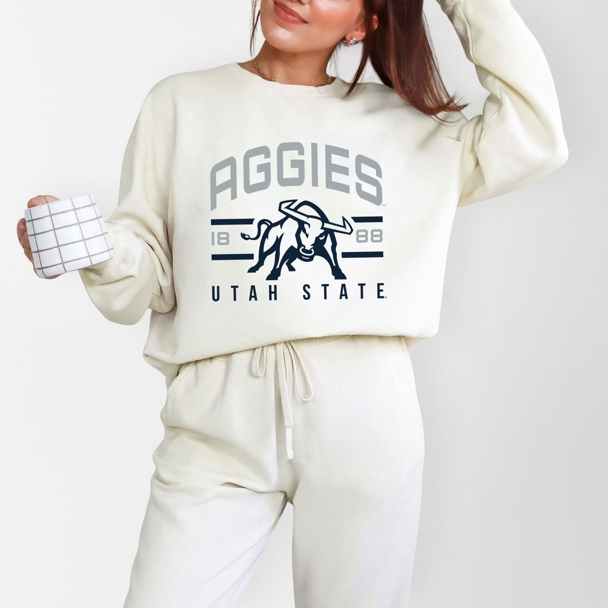 Licensed Aggies 1888 Bull - Women's Lightweight Garment Dyed Sweatshirt