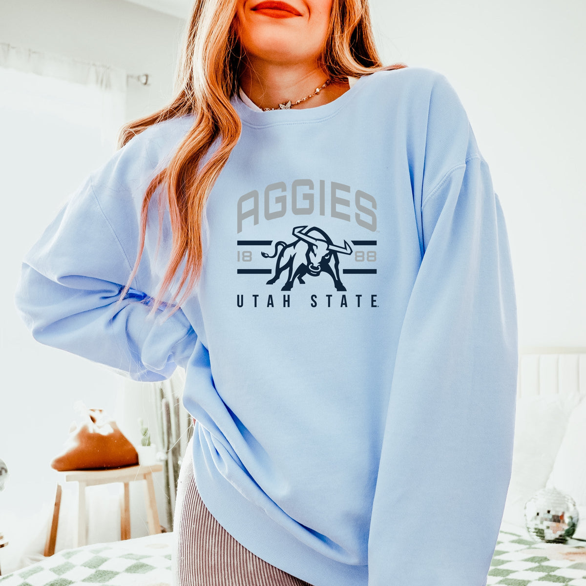Licensed Aggies 1888 Bull - Women's Lightweight Garment Dyed Sweatshirt