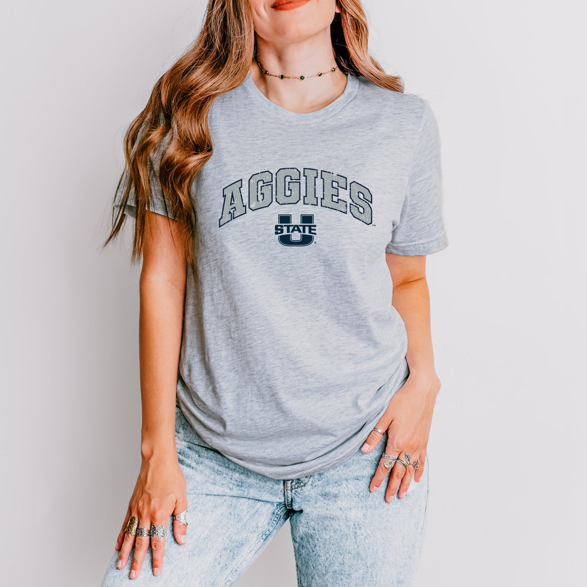Licensed Aggies Distressed Utah State - Women's Short Sleeve Graphic T-Shirt