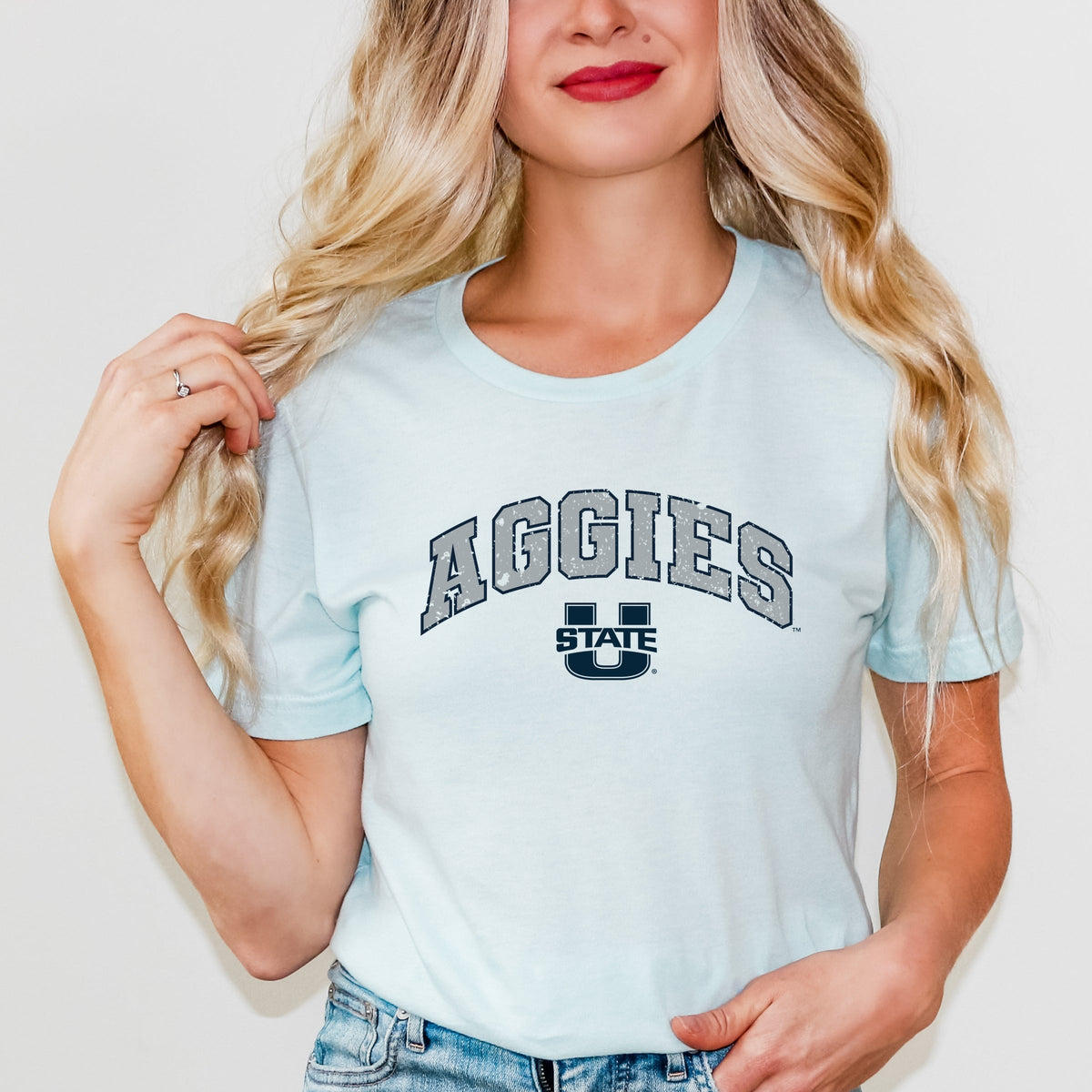 Licensed Aggies Distressed Utah State - Women's Short Sleeve Graphic T-Shirt