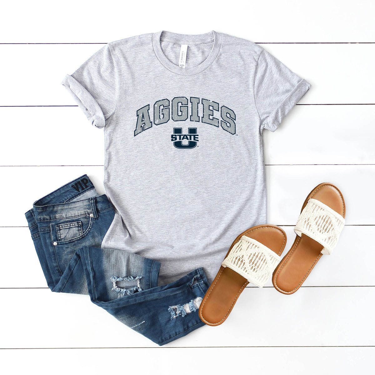 Licensed Aggies Distressed Utah State - Women's Short Sleeve Graphic T-Shirt