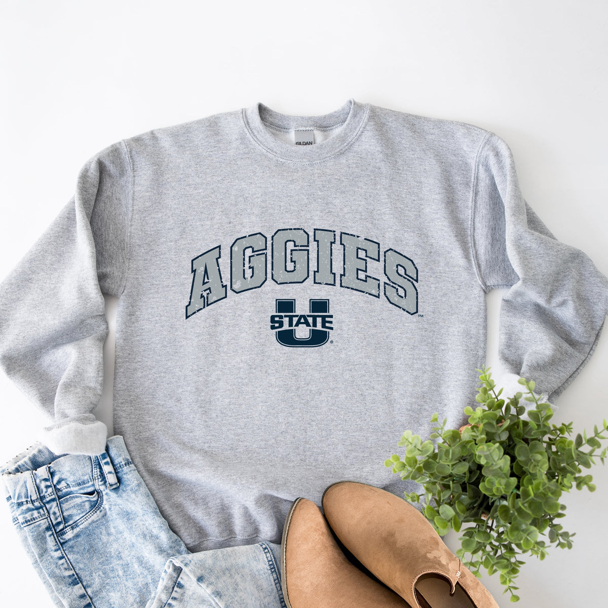 Licensed Aggies Distressed Utah State - Women's Graphic Sweatshirt