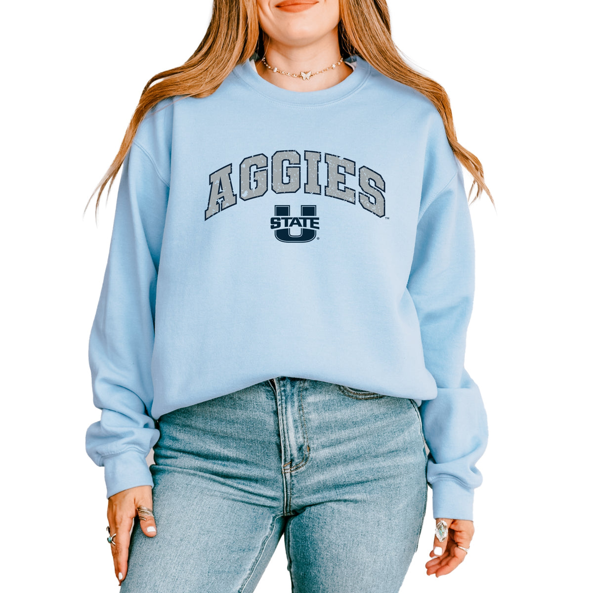 Licensed Aggies Distressed Utah State - Women's Graphic Sweatshirt