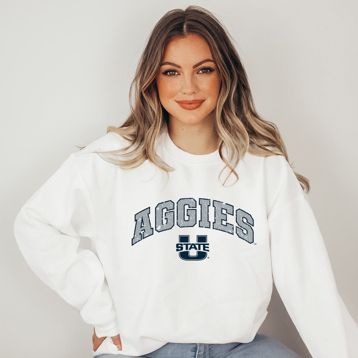 Licensed Aggies Distressed Utah State - Women's Graphic Sweatshirt
