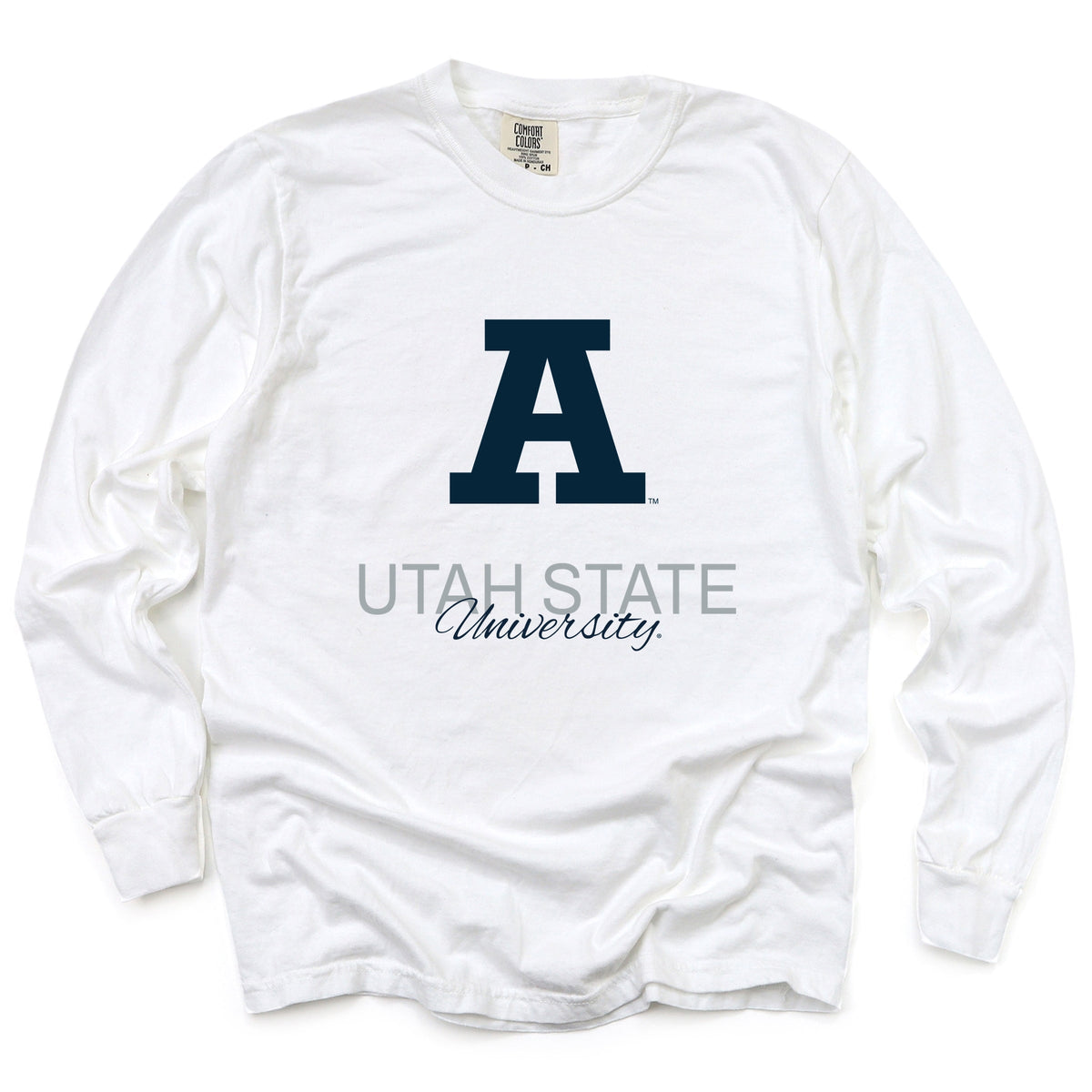 Licensed Utah State University Aggies A - Women's Garment Dyed Long Sleeve Graphic T-Shirt