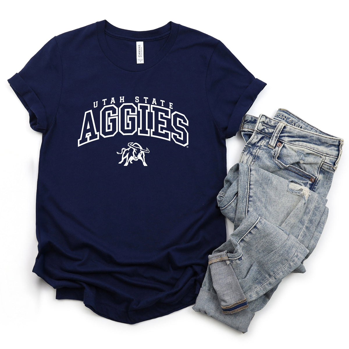 Licensed Aggies Varsity Outline Bull - Women's Short Sleeve Graphic T-Shirt