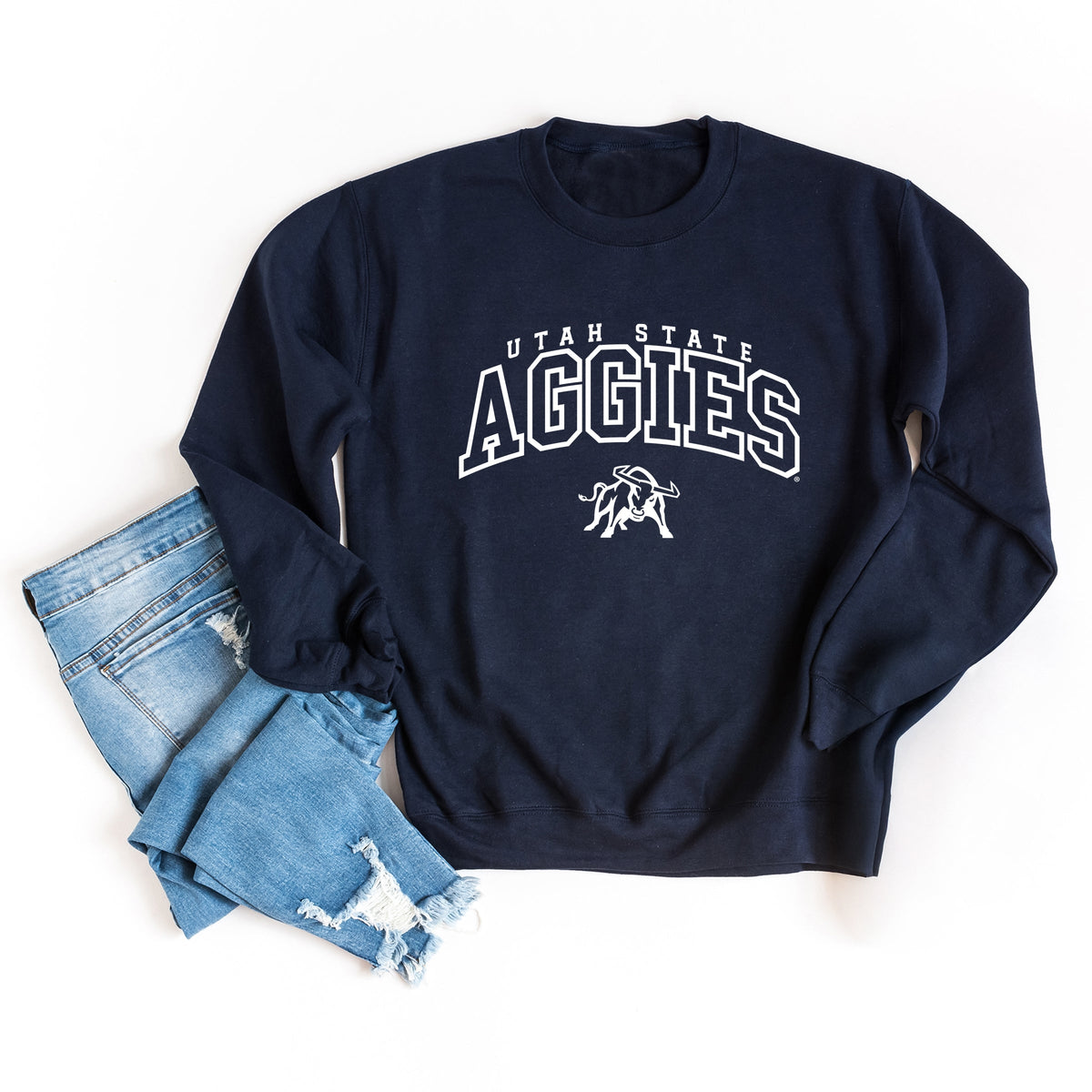 Licensed Aggies Varsity Outline Bull - Women's Graphic Sweatshirt