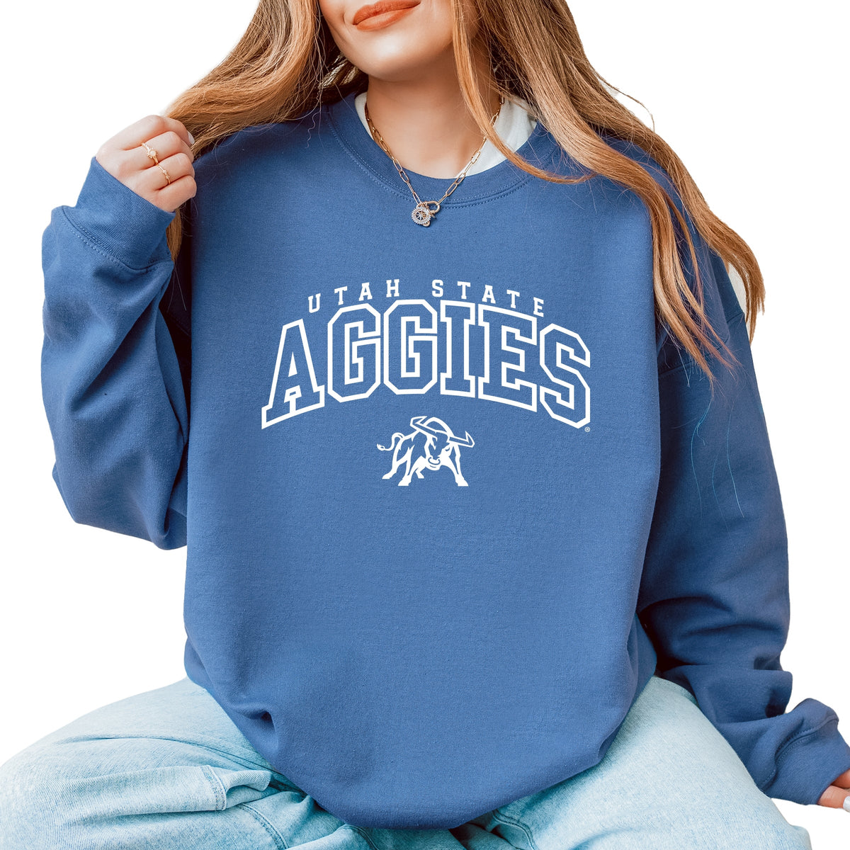 Licensed Aggies Varsity Outline Bull - Women's Graphic Sweatshirt