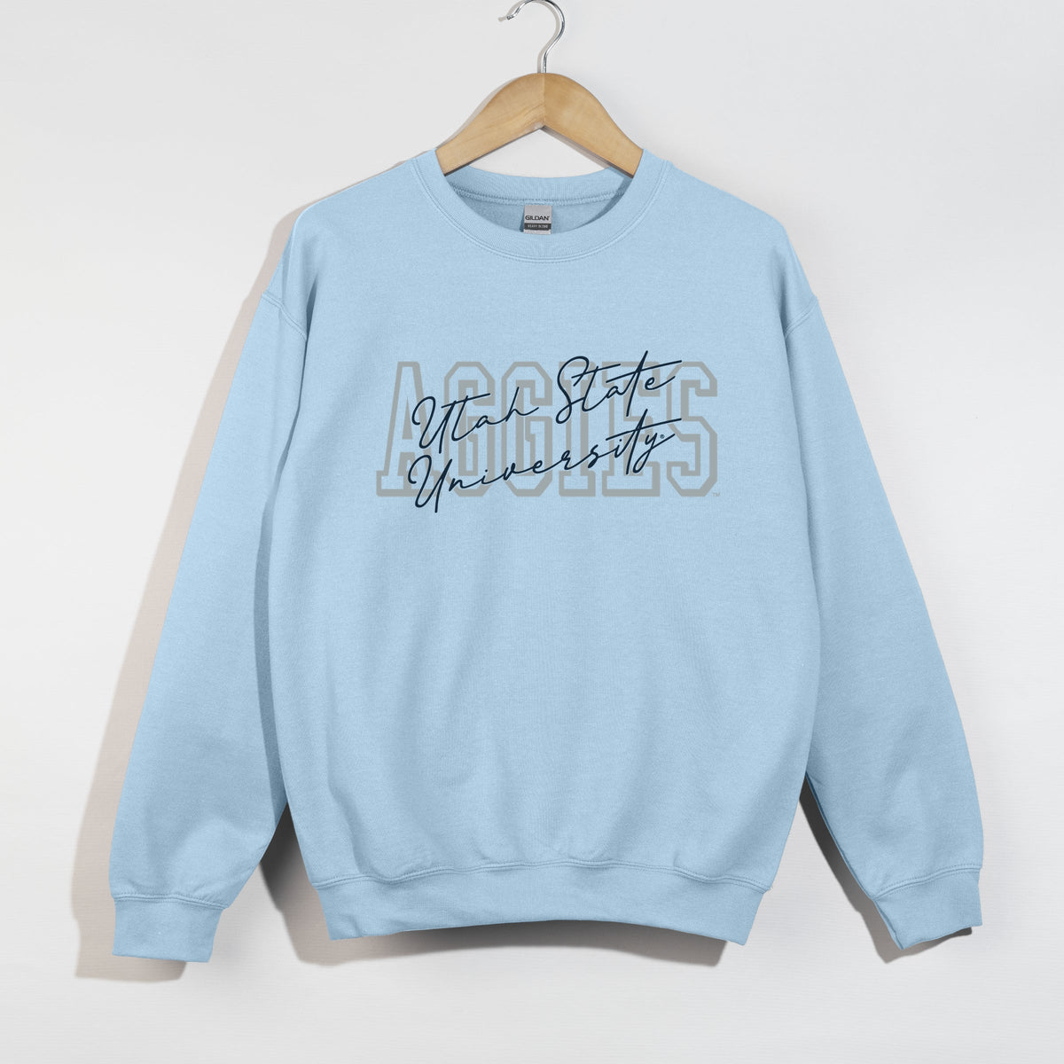 Licensed Grey Aggies Blue Cursive - Women's Graphic Sweatshirt