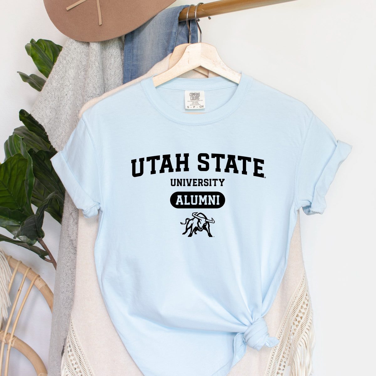 Licensed Utah State Alumni Bull - Women's Garment Dyed Graphic T-Shirt