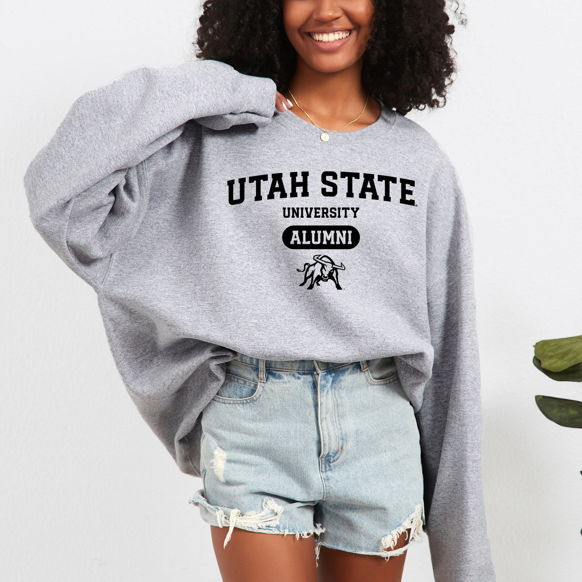 Licensed Utah State Alumni Bull - Women's Graphic Sweatshirt