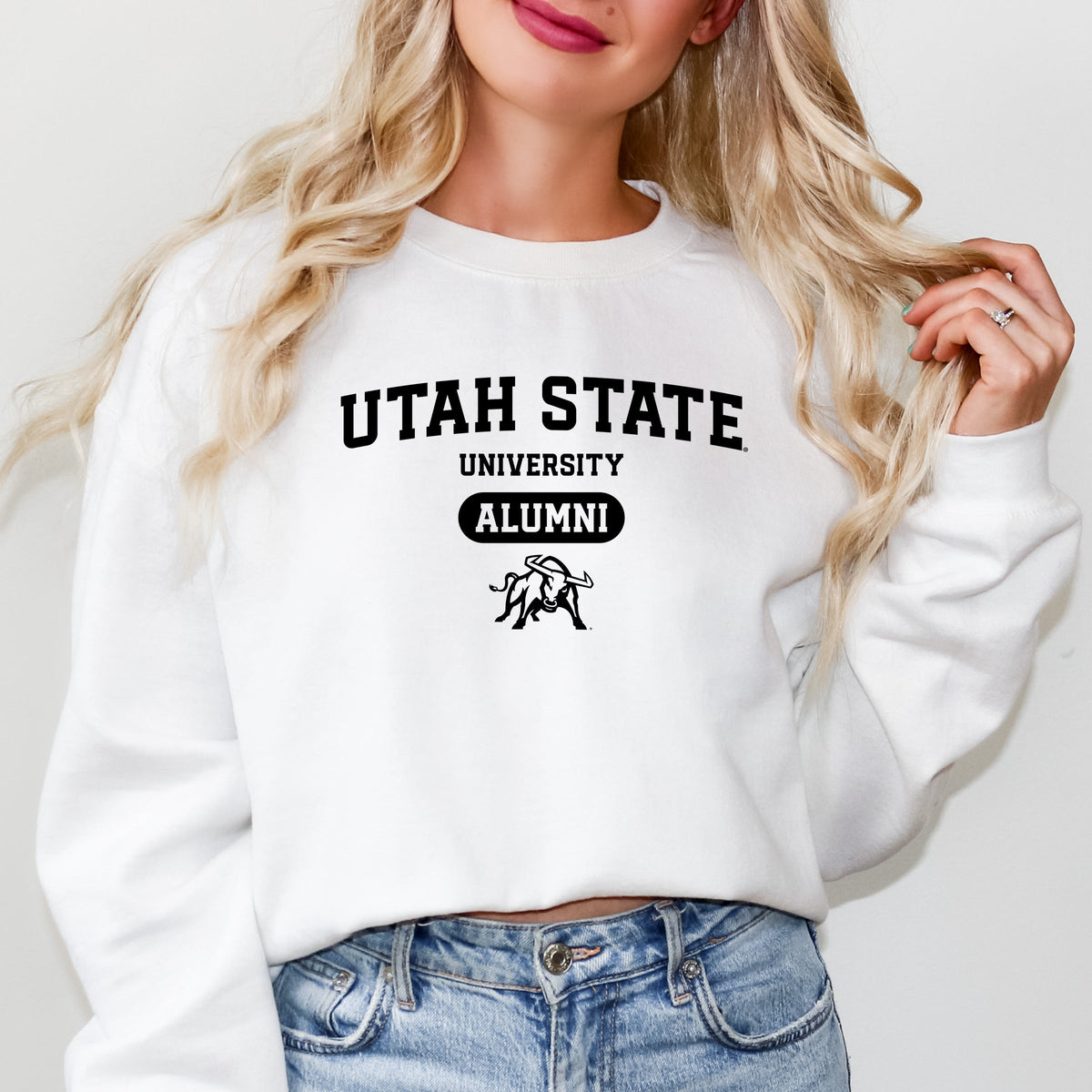 Licensed Utah State Alumni Bull - Women's Graphic Sweatshirt