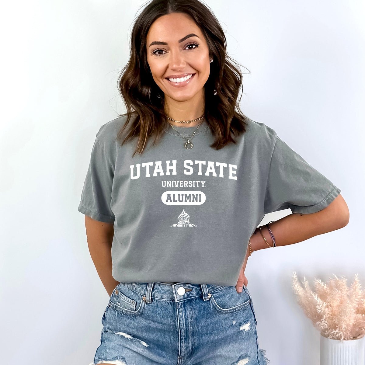 Licensed Utah State Alumni Building - Women's Garment Dyed Graphic T-Shirt