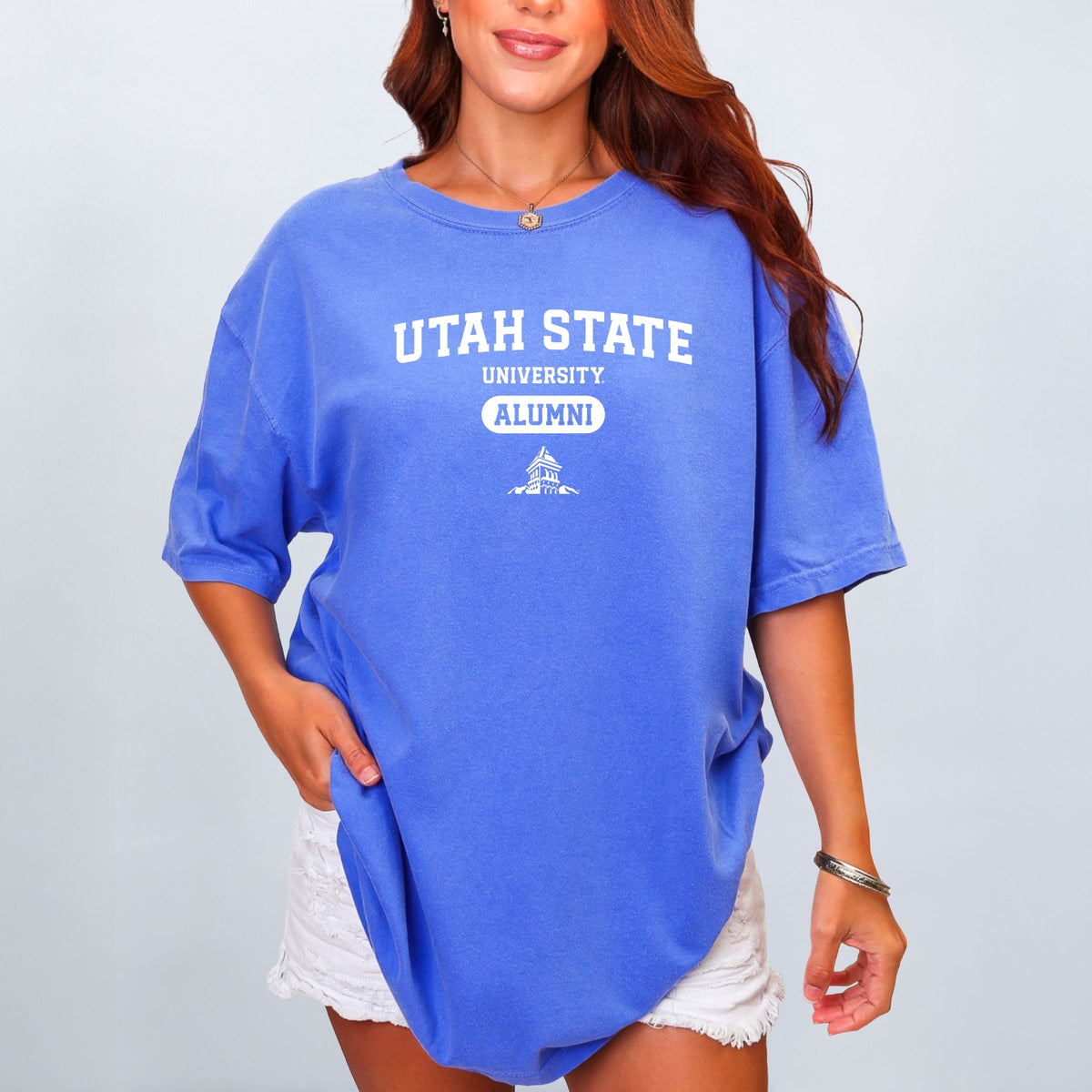Licensed Utah State Alumni Building - Women's Garment Dyed Graphic T-Shirt