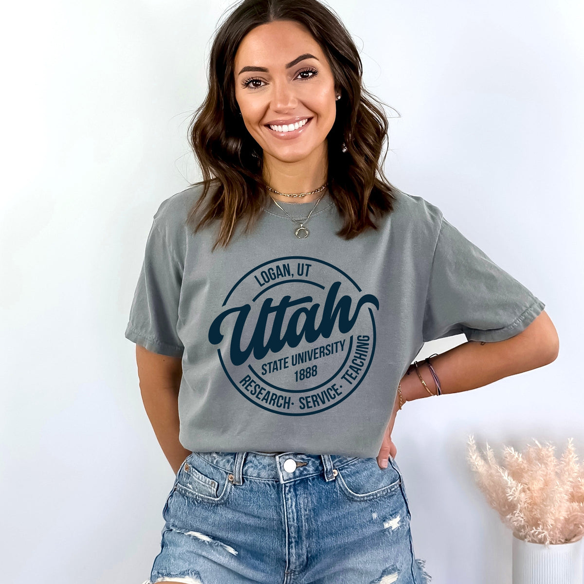Licensed Utah State Research Service Teaching - Women's Garment Dyed Graphic T-Shirt