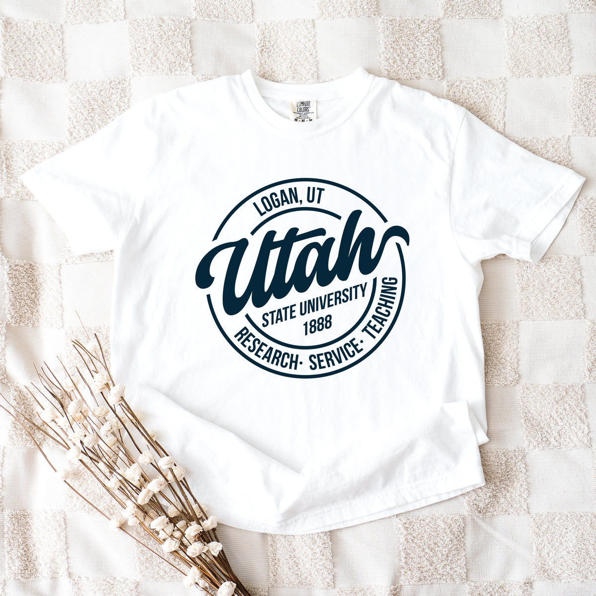 Licensed Utah State Research Service Teaching - Women's Garment Dyed Graphic T-Shirt