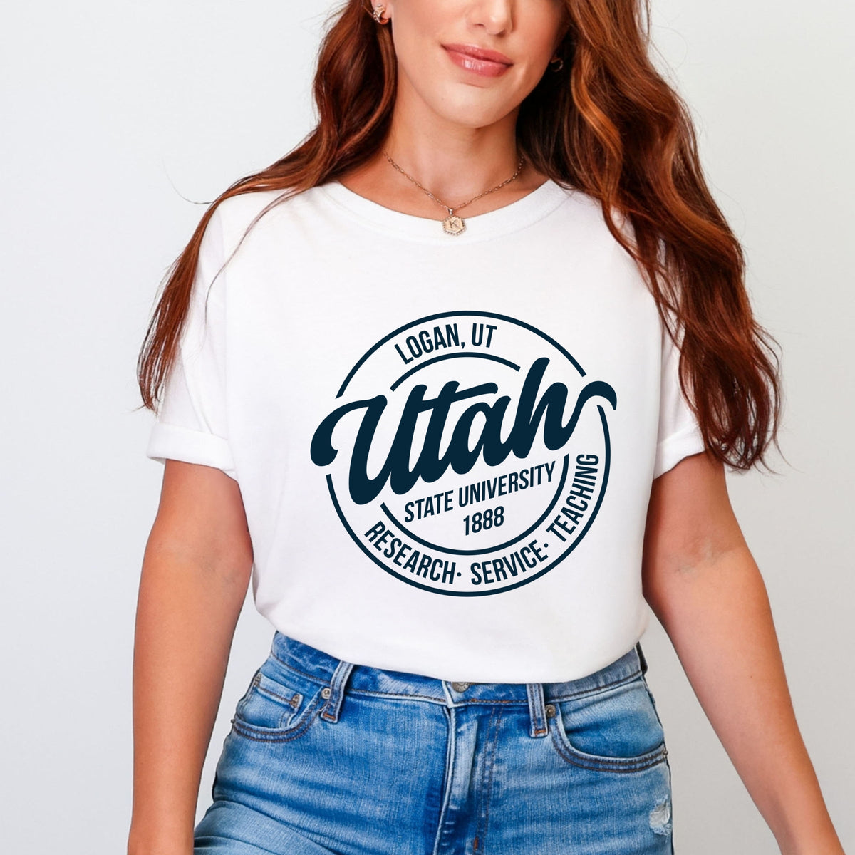 Licensed Utah State Research Service Teaching - Women's Garment Dyed Graphic T-Shirt