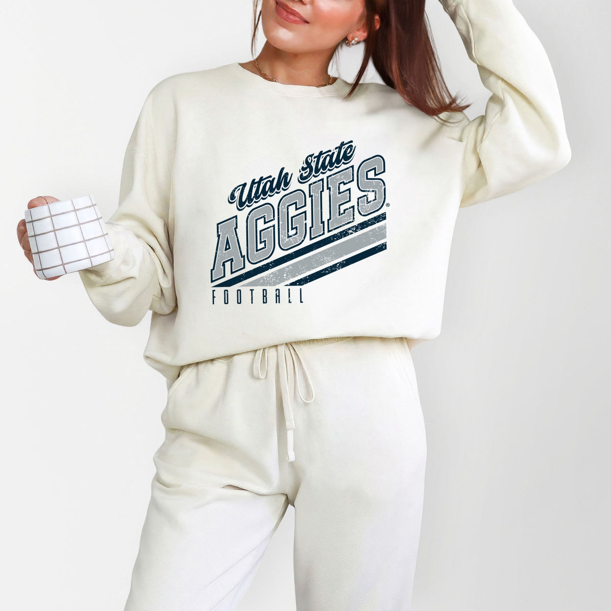 Licensed Utah State Aggies Football - Women's Lightweight Garment Dyed Sweatshirt