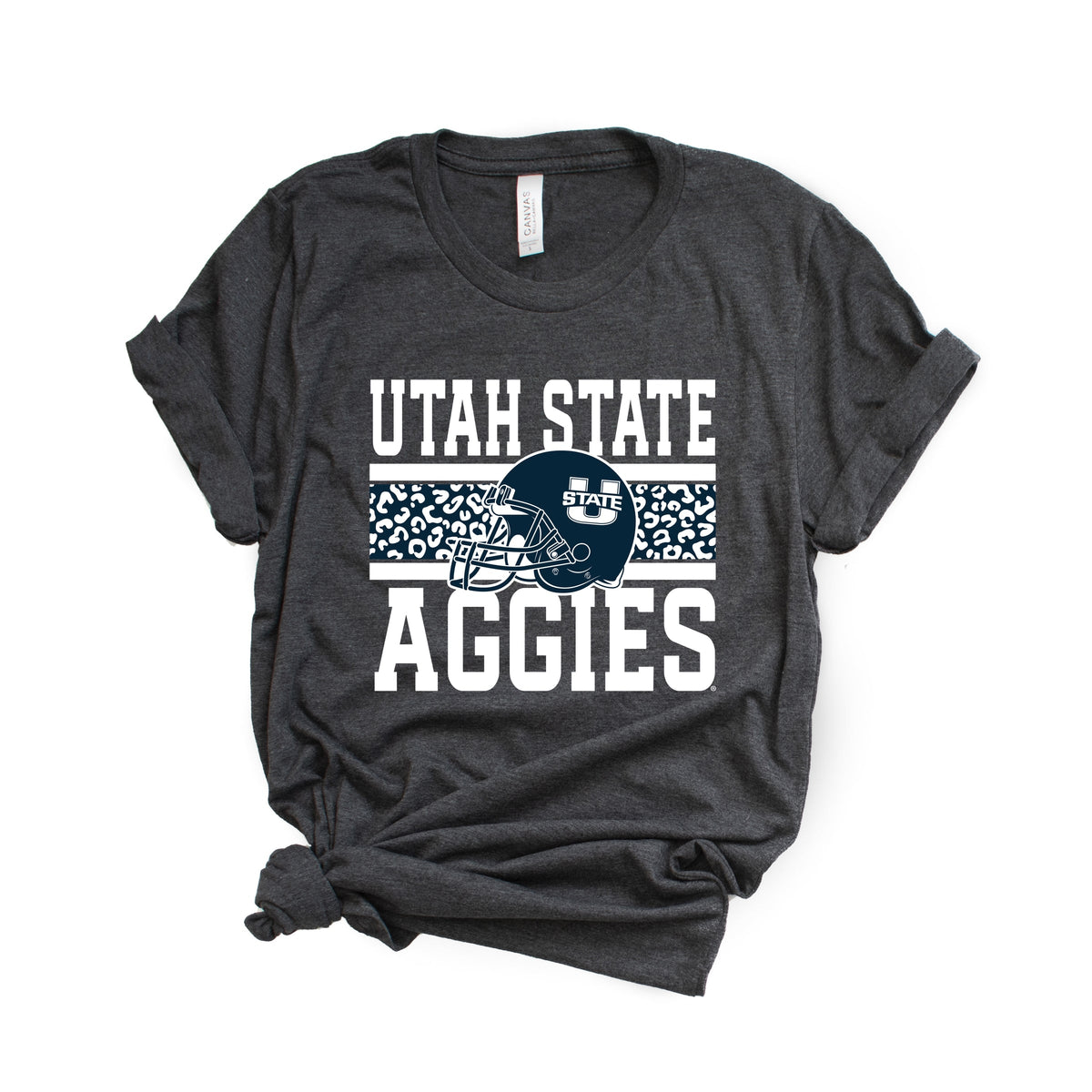Licensed Utah State Aggies Leopard - Women's Short Sleeve Graphic T-Shirt