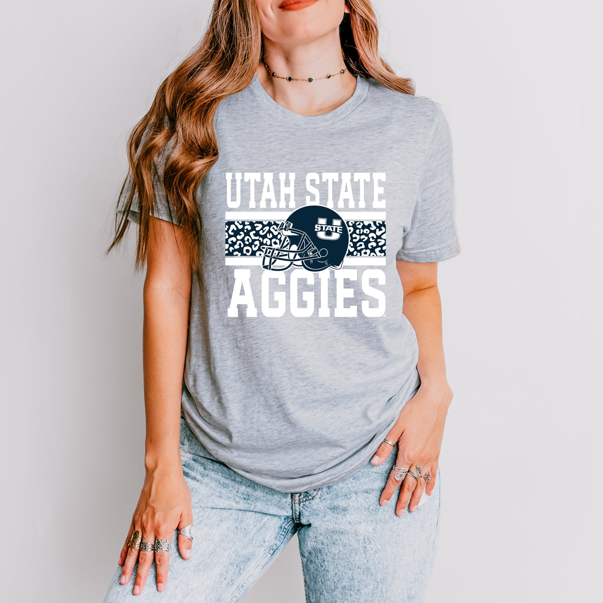 Licensed Utah State Aggies Leopard - Women's Short Sleeve Graphic T-Shirt