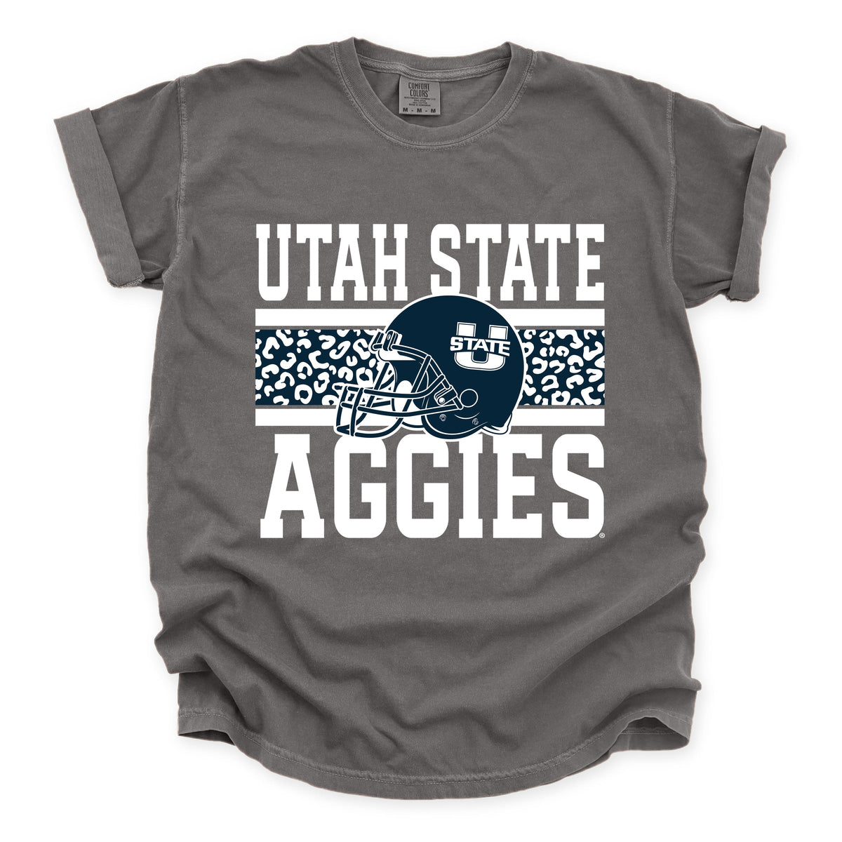 Licensed Utah State Aggies Leopard - Women's Garment Dyed Graphic T-Shirt