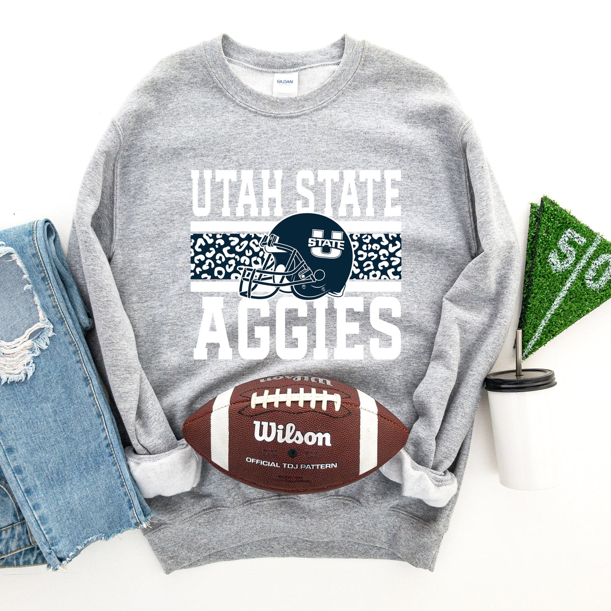 Licensed Utah State Aggies Leopard - Women's Graphic Sweatshirt